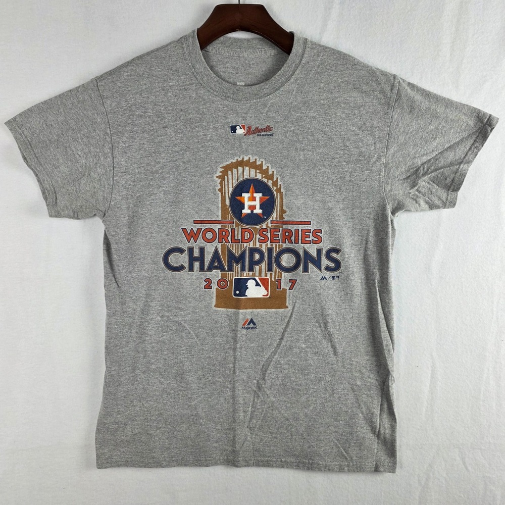 Majestic Men's Grey Houston Astros 2017 World Series Champions T-Shirt Size M